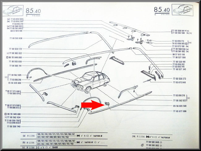Clip (plastic) for the trim strips – Renault 16 – Renault 12 - Various Renault models - OEM 7703077006 / 7700516816