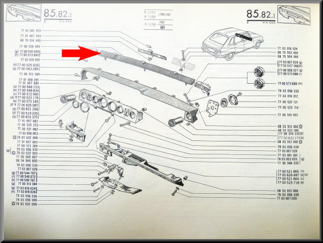 Grille d'aération intérieure – Renault 16 – OEM 7700528999