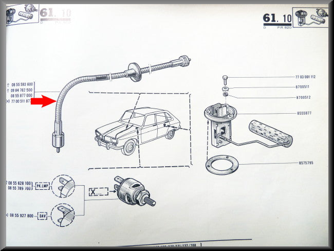 Câble de compteur de vitesse – Renault 16 TL, TS, L – OEM 0855877000