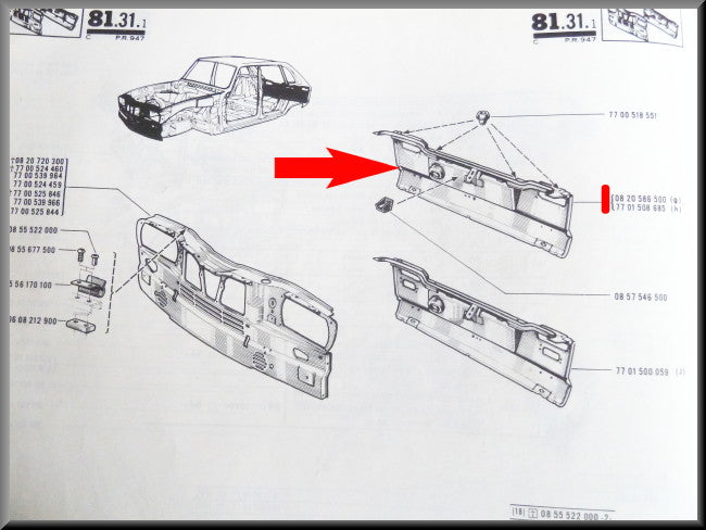 Panneau arrière – Renault 16 > 1970 – OEM 7701508685