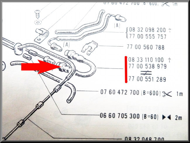 Jeu de flexibles de frein arrière – Renault 16 – OEM 7700551289