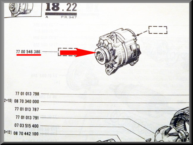 Dynamo – Renault 16 – OEM 7701348363 / 7700546286