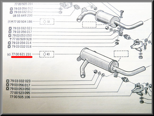 Silencieux central – Renault 16 > 1972 – OEM 7700621231