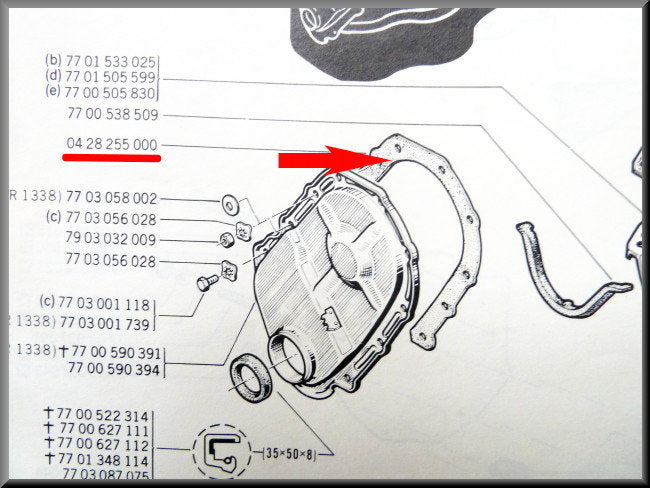 Joint de carter de distribution – Renault 12 - Renault 5 - Renault 15 - Renault divers – OEM 0428255000