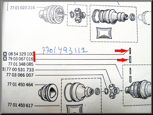 Jeu de goupilles d'axe de transmission – Renault 12 – Renault 16 - Renault 17 - OEM 0854329100 / 7903067016