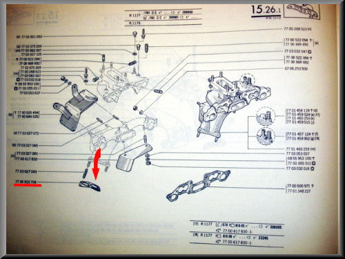 Joint de collecteur d'échappement – Renault 12 – OEM 7700502706