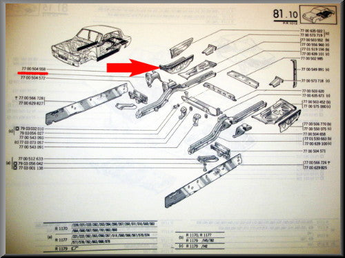 Bac roue de secours – Renault 12 – Renault 15 - Renault 17 - OEM 7700504558