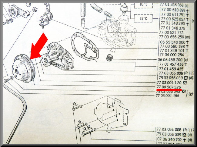 Poulie de pompe à eau – Renault 12 – Renault 15 - Renault 17 - OEM 7700507525