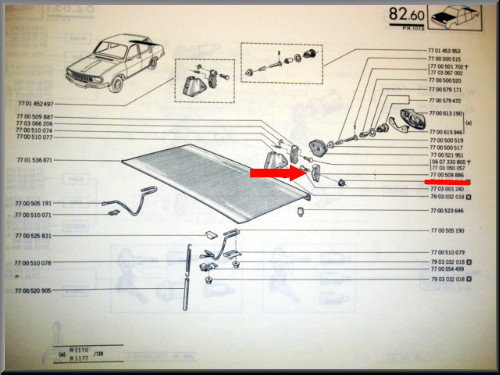Onderste haak achterklepslot – Renault 12 – OEM 7700509886