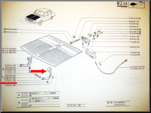 Motorkap steun links – Renault 12 – OEM 7700511295