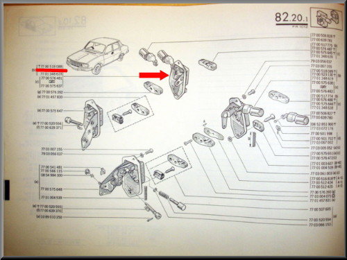 Serrure de porte avant droite – Renault 12 – OEM 7700518088 / 6000046770 / 7700576481