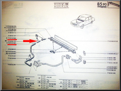 Purge durite de chauffage (métal) – Renault 12 – Renault 17 - Renault 4 - OEM 7700518588 / 7700518589