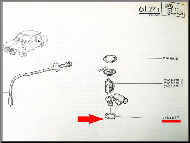 Joint jauge à carburant (liège) – Renault 12 – Renault 16 - OEM 7700521180
