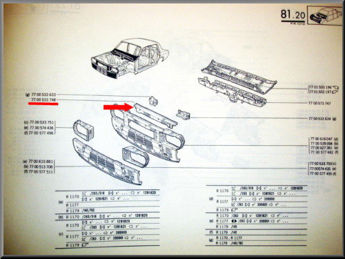 Front upper beam – Renault 12 – OEM 7700533748