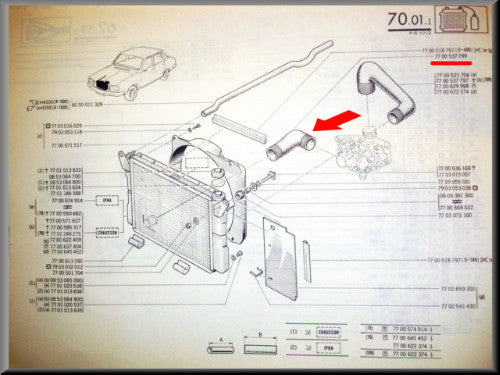 Onderste radiateur slang – Renault 12 – Renault 15 - OEM 7700537799