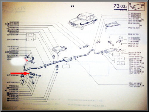 Support avant de pot d'échappement inférieur – Renault 12 – OEM 7700538976