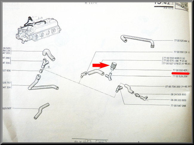 Filtre de reniflard – Renault 12 Gordini - Renault 16 TX - Renault 17 – OEM 7700550429