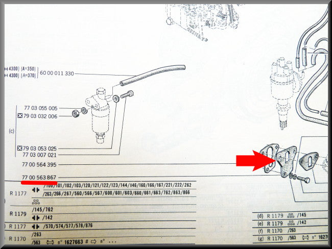 Joint de pompe à essence (Bakélite) – Renault 12 – Renault 5 - Renault 4 - Renault divers - OEM 7700563867 / 0608276100
