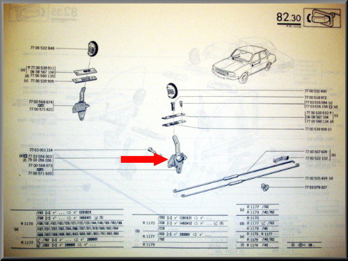 Tirette d'ouverture de serrure de porte avant gauche – Renault 12 – OEM 7700568673