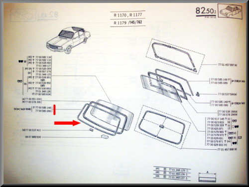 Joint de pare-brise ou de lunette arrière – Renault 12 – OEM 7700585086