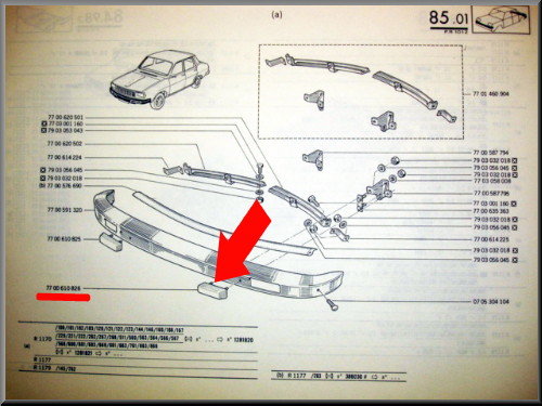 Bute de pare-chocs avant gauche – Renault 12 – OEM 7700610826