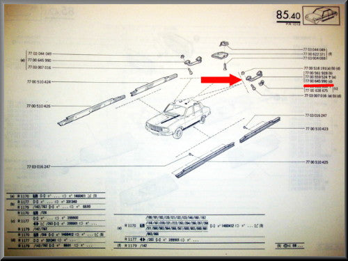 Handgreep wit – Renault 12 – Renault 15 - Renault 16 - OEM 7700645990