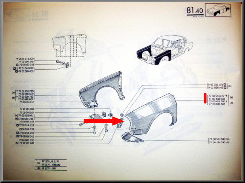 Front wing left – Renault 12 – OEM 7700648608