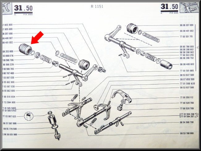 Caoutchouc de tringlerie de boîte de vitesses droite – Renault 16 – Renault 20 – Renault Fuego – Alpine – OEM 0608353800