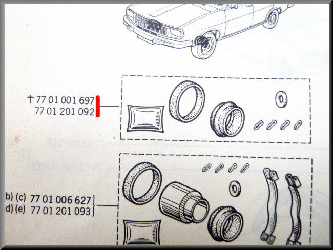 Kit de réfection d'étrier de frein 48 mm – Renault 12 – Renault 16 – Renault 18 – OEM 7701001697