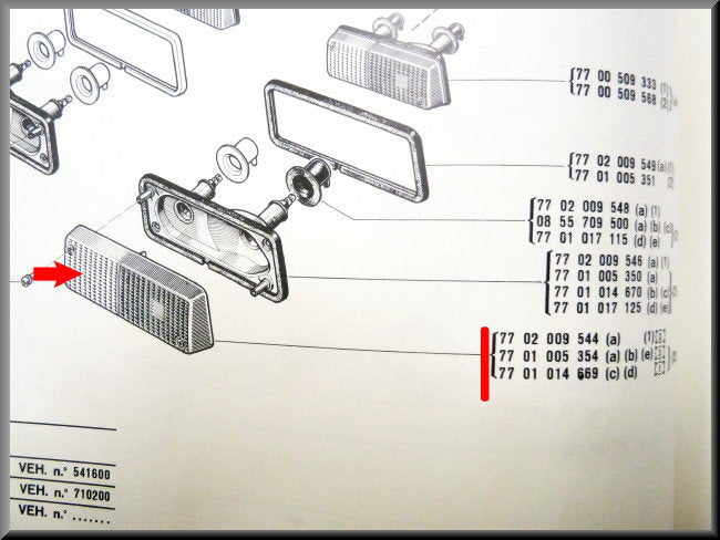 + Réflecteur de feu de position gauche jaune/blanc CIBIE – Renault 12 – OEM 7701005354