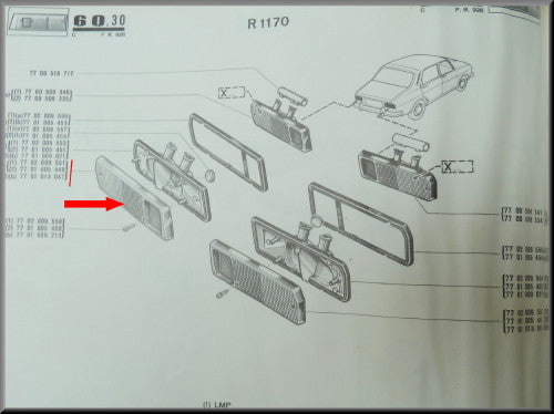 Réflecteur de feu arrière gauche – Renault 12 – OEM 7701005449