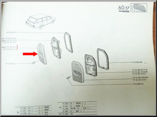 Rear light reflector left break – Renault 12 – OEM 7701009221