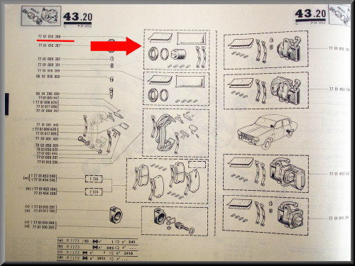 Kit de révision étrier arrière 36mm – Renault 12 Gordini - Renault 17 – OEM 7701010288