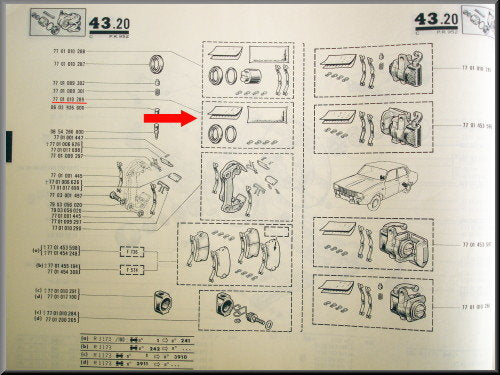 Kit de réfection étrier arrière 36 mm – Renault 12 Gordini – Renault 17 - OEM 7701010289