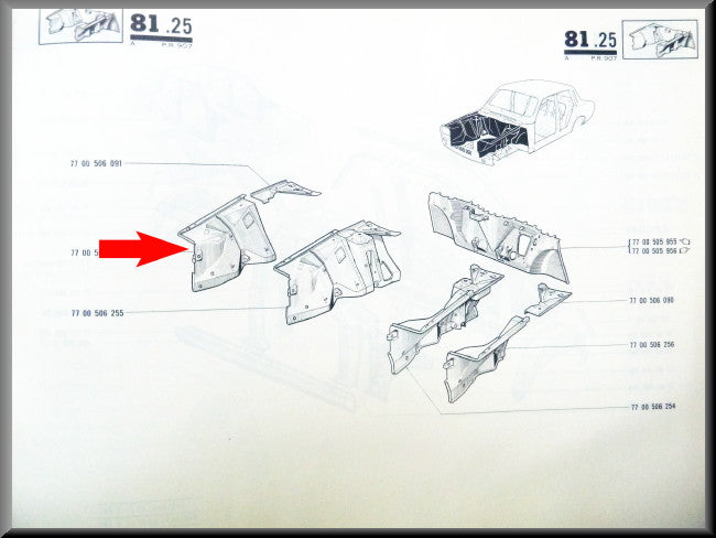 Binnenscherm voorzijde rechts – Renault 12 – OEM 7700506257
