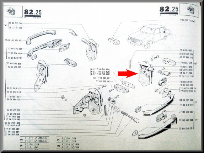 Portierslot achter links – Renault 12 – OEM 7700517548