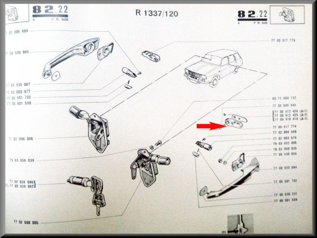 Gâche gauche – Renault 12 – OEM 7700517774