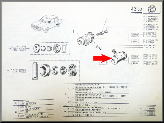 Wielrem cilinder achter links Girling – Renault 12 – OEM 7701024261