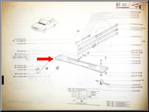 Paravanplaat – Renault 12 – OEM 7700513731A – Used