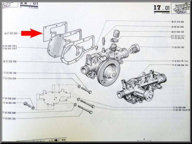 Joint de pompe à eau – Renault 12 Gordini – Renault 16 – Renault 17 – OEM 0857525500