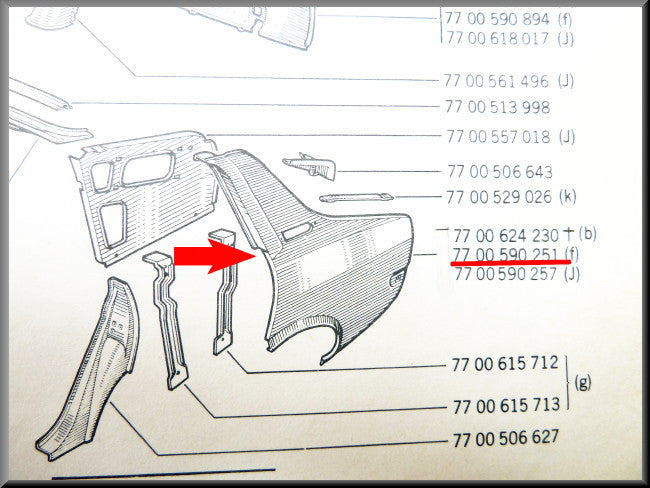 Achterscherm links – Renault 12 (nieuwe type) – OEM 7700590251