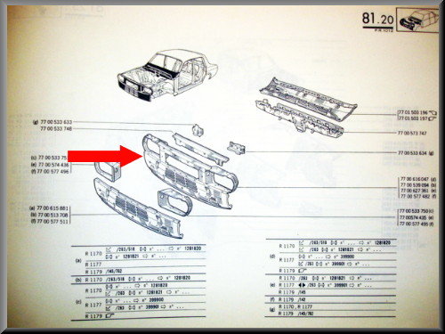Front plaat – voorzijde – Renault 12 oude type - OEM 5556