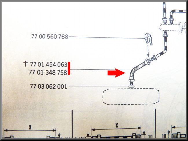 Flexibles de frein avant – Renault 12 – Renault 15 - Renault 16 - Renault 17 - OEM 7701348758