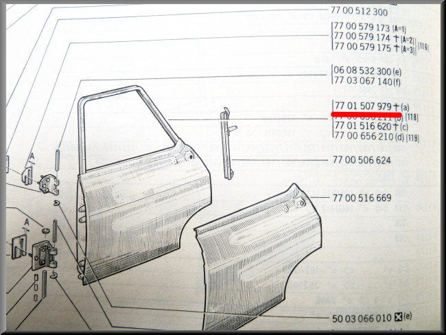 Rear left door – Renault 12 – OEM 7701507979