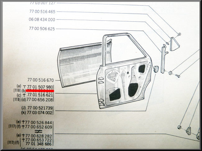 Rear right door – Renault 12 – OEM 7701507980
