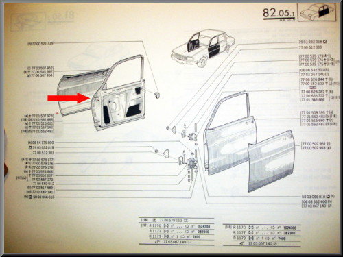 Portière avant droite – Renault 12 – OEM 7701562488