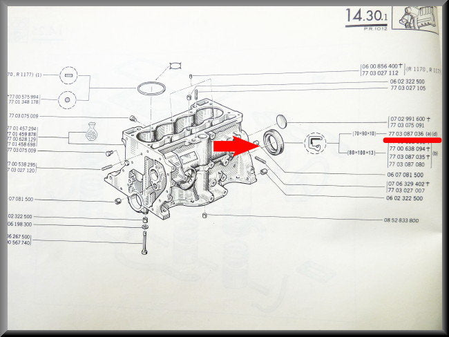 Joint spi vilebrequin côté volant moteur (70x90x10 mm) – Renault 12 – Renault 5 - Renault 10 - OEM 7703087036 / 7700517058