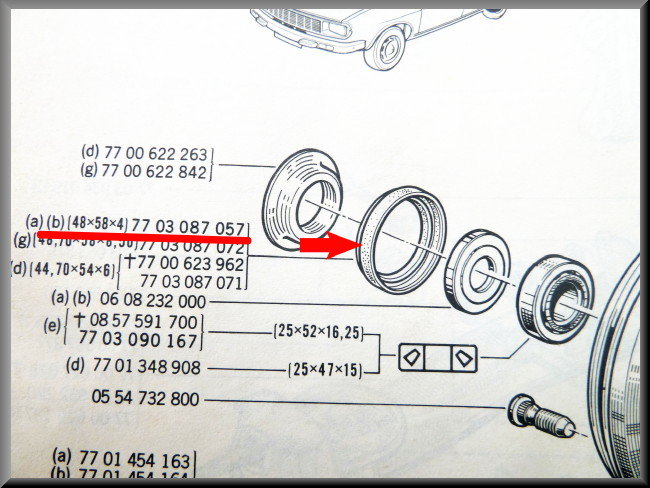 Joint spi de tambour de frein (48x58x4 mm) – Renault 12 - Renault 16 - Renault 5 – OEM 7703087057