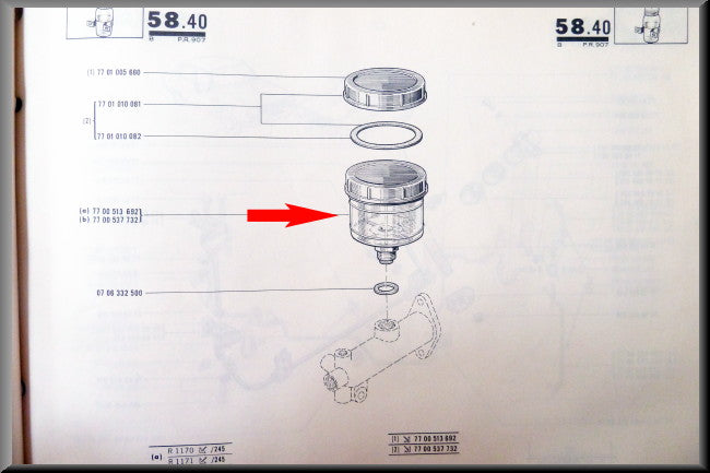 Réservoir de liquide de frein – Renault 12 – Renault 16 - Renault 15 - OEM 0855705200 / 7700513692