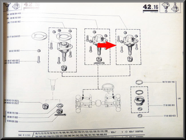 Rotule supérieure 10 mm – Renault 16 (1150 < 1968) - Renault 4 – OEM 0996064400